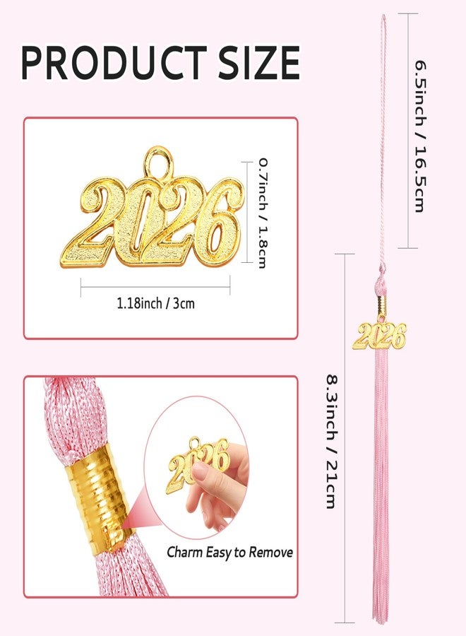 Nelisylux 2026 Tassel Graduation, Pink Graduation Tassel, Tassel Charms for Graduations Cap Decorations, Tassels Memorial Grad Cords Class of 2026 College High School Graduate Hat Ceremonies Accessories - Image 2